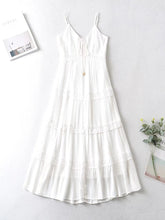 Sundress Simple V neck Chest Lace up White A line Dress